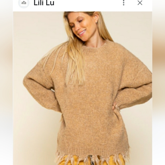 Not For Sale-Donation POL Oversized distressed Champagne colored sweater. Size S - Picture 2 of 5